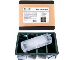 Cubetti di ghiaccio forma bastoncini | Bastoncino al posto dei cubetti di ghiaccio | Perfetto per i bicchieri da gin e tonico | Forma senza BPA in silicone con coperchio | Colore bianco e nero