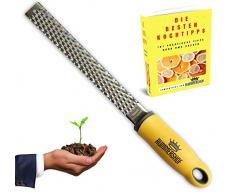 Multi-Grattugia Rummershof: Grattugia per parmigiano, zenzero, noce moscata, limoni, formaggio - in acciaio inox (giallo)