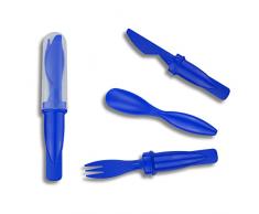 Wery Set Posate da Viaggio con Custodia - Forchetta, Coltello e Cucchiaio in plastica riutilizzabili