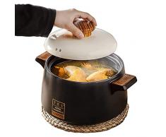 ZHIRCEKE Pentola Giapponese in Terracotta Pentola per Zuppa in Ceramica Pentola di Terracotta con Impugnatura Antiscottatura per Cucinare Stufati, Zuppe, Riso,5l
