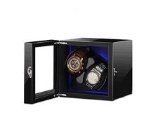 LIUDAN Scatole per Orologi Caricatore Automatico per Orologi Apri Il Coperchio e Ferma automaticamente Custodia in Legno di Lusso Custodia 2 + 0 in Pelle Microfibra
