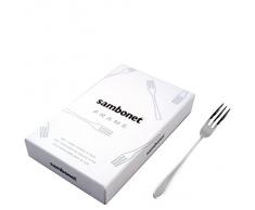 Sambonet 52559A55 Frame - Set di forchette da dessert monoblocco in acciaio inox 18/10, 6 pezzi