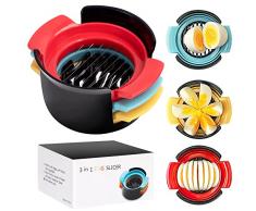 Tagliauovo 3 in 1 Affettatrice per Uova Multifunzione Tagliauova Taglia Uovo Sodo Spicchi per Uova Kiwi Fragole Funghi