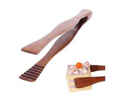 Pinze per Alimenti in Legno, Pinza per Insalata di Legno, Pinza per pane da Dessert, Legno Buffet Cibo Pinze, per Cucina Campeggio Griglia Ristorante a Buffet Pasticceria Insalata Dessert (Marrone)