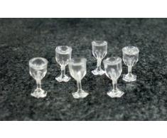 Casa delle Bambole Accessori Set 6 Calici da Vino in Vetro 322