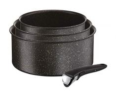Tefal l6719012 St Ingenio 5 Authentic Non-Stick induzione Set di 3 pentole e 1 Manico Alluminio Nero 28.5 x 22.5 x 11.5 cm