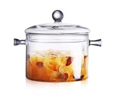 Casseruola in vetro con coperchio mini pentola in vetro resistente al calore con coperchio pentole in cristallo multifunzione trasparenti per pasta Zuppa di spaghetti Insalata di latte per pappe Tra