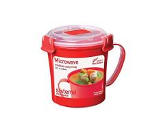 Sistema tazza per zuppa media per microonde | Contenitore per alimenti utilizzabile in microonde | 656 ml | Senza BPA | Rosso