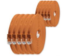 1m - Arancione - 10 Pezzi - Cavo di Rete Ethernet Cat6 Piatto LAN Gigabit RJ45 Cat 6 Compatibile Cat5 Cat5e Cat7 Cat8