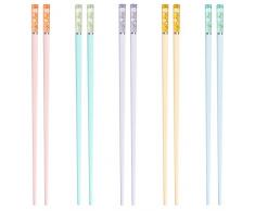 Bacchette Sushi 5 Paia, RUNWAY Bacchette Cinesi 24.3cm Bacchette Giapponesi Sakura Bacchette Lavabile in Lavastoviglie Bacchette Coreane Riutilizzabili Bacchette per Sushi, Spaghetto (5 Paia)