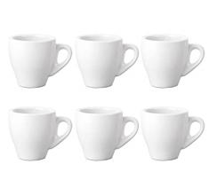 Tazzina da caffè tazza da caffè 6 Tazze ceramica 2 confezioni altezza 6 cm tazzine colorate con manico (Bianco)