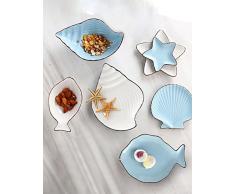 Insalatiere Serie Oceano Creativo Cartone Animato Posate in Ceramica Carino Set Stile Nordico Piatto Piatto Piatto da Dessert Insalata Piatto da Pesce Ciotola Multi Stile Impostato Ciotola di Noodle