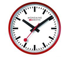 Mondaine Wall Clock - Orologio Da Parete Rosso per Soggiorno e Cucina, A990.CLOCK.11SBC, 25 CM.