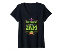 Donna Il giardinaggio è la mia marmellata divertente carino contenitore di frutta citazioni da giardino Maglietta con Collo a V