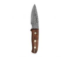 Perkin Knives Coltello da Caccia con Fodero in Pelle Damasco Lama in Acciaio Coltello bushcraft con Coltello temperamatite