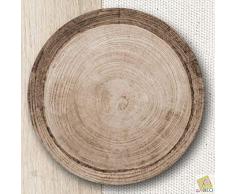 Set di 6 piatti per pizza, effetto legno, diametro 33 cm