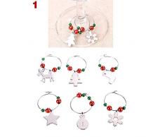 PerGrate - Set di ciondoli segnaposto per calici da vino, per Natale, 1