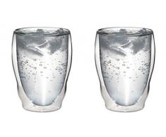 2 x 460 ml XL a doppia parete termica bicchieri forma d' onda con effetto ondulato per cappuccino, latte macchiato, cocktail, tè, succhi, birra, ghiaccio ecc. aquartus di Feelino