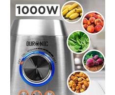 Duronic BL102 Frullatore elettrico 1000W con caraffa in vetro 1,5L e 4 lame | 3 Funzioni e velocità variabile | Blender con funzione tritaghiaccio | Mixer Smoothie Frullati Granite Cocktail Gaspachos