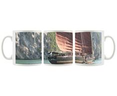 Barca a vela giapponese, tazza scena in bianco 300ml ceramica, grande idea regalo per ogni occasione. La tua nuova tazza preferita per caffè, tè e bevande calde.