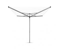 Brabantia - Stendibiancheria ad Ombrello Essential - 40m di Spazio per Stendere - Corde Resistenti ai raggi UV con Profilo Antiscivolo - Incluso Picchetto in Plastica 35mm - Metallic Grey - ø 192,5cm