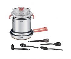 Tefal OptiSpace - Set di 2 padelle 2 casseruole e 1 pentola + 3 coperchi + Acc: pentole da 18, 20, pentola pasta, 2 padelle da 24 e 28 cm in acciaio inox, 3 coperchi piatti, 5 accessori cucina