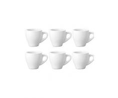 Pratiko Set 6 TAZZINE per Caffe Tipo Bar in Ceramica, Senza PIATTINI