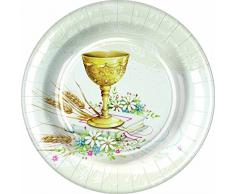 8 Piatti piani in cartoncino 23 cm Prima Comunione