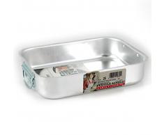 Pentole Agnelli FAMA5026 Rostiera Rettangolare ad Angoli Tondi, Alluminio, Argento, 26 x 20 x 6 cm