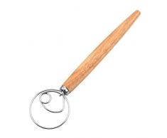 Frusta per Impasto Danese da 13 Pollici - Frusta per Impasto Danese in Legno Grande con Anello in Acciaio Inossidabile Strumento per Cottura della Frusta Tradizionale Olandese per Pane