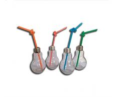 12 Pezzi Bicchiere a Forma di Lampadina 400 ml con Cannuccia 6x22 cm Barattolo Maniglia Vetro frullato Cocktail bomboniera Frappè