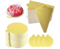 100 Pezzi Cake Boards Mini Vassoio per Torte Vassoi per Torte Rotondi Cartone Tagliere Mousse Carta Oro Tagliere per Mousse Triangolari per Torte Pasticceria Vassoio Espositore Decorativo per Dessert