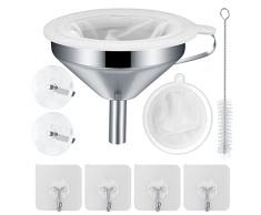 Imbuto da Cucina Acciaio Inossidabile, Imbuto Metallo 13 cm/5 Pollici con Filtro per Riempimento Bottiglie, Alimenti, Oli, Vino, Caffè, Imbuto per Marmellata