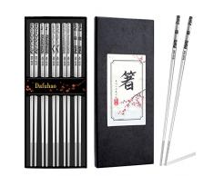 Bacchette Riutilizzabili 5 Paia Bacchette In Metallo Bacchette Sushi Lavabili In Lavastoviglie Facile Da Usare, Con Confezione Regalo