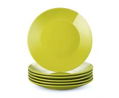 LOVECASA Serie SWEET, Servizio di Piatti in Porcellana, Piatto da Dessert Set 6 Pezzi, per Contorni, Insalata, Frutta, Spuntini, Colore Verde