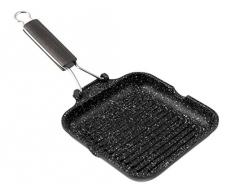 H&h bistecchiera antiaderente pietra manico pieghevole cm20