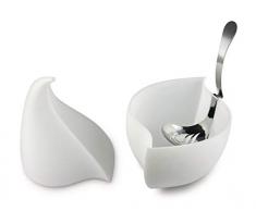 Alessi Nunziatella ESI23 SET, Contenitore e Mestolo Forato di Design per servire la Mozzarella, in Resina Termoplastica, Bianco