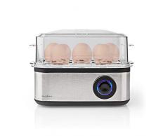 Nedis Nedis - Cuociuova - 8 Uova - 500 W - 3 Fasi - Lavabili in Lavastoviglie - Design Elegante - Compatto 0.80 m Nero/Alluminio