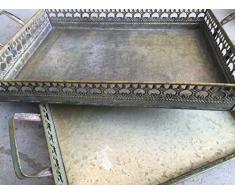 dekowonderland Vassoio da Portata Vassoio Metallo Set Metallo Shabby Stile Antico Stile casa di Campagna