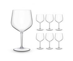 BRYNA - Set 6 Pezzi Bicchieri GIN 75 cl in Policarbonato (Plastica Rigida), 100% Design Italiano, Bicchieri Infrangibili, Calici Vino Riutilizzabili e Lavabili, Trasparente