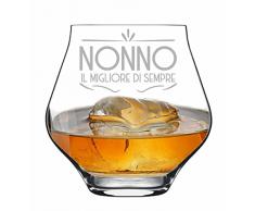 Colorfamily Bicchiere da Whisky o da Pinot con Incisione Nonno Il Migliore di Sempre con Dedica Idea Regalo