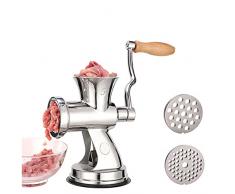 Hanchen Tritacarne Manuale Acciaio Inox Insaccatrice per Salsicce Domestico Commerciale con Dischi da Taglio 6/8mm Imbuto Ventosa per Pollo Maiale Manzo Verdure