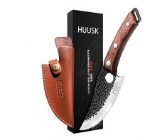 Huusk - Set di coltelli da cucina giapponesi con guaina in pelle di alta qualità. Progettato per equilibrio e controllo, mescolando stile moderno con un fascino tradizionale.