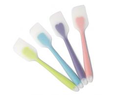 Diealles Shine Set di 4 Spatole in Silicone per Dolci, Resistente al Calore Spatola Antiaderente Gomma per Cucinare, Cuocere e Mescolare, 2 Stili