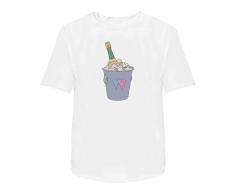 Azeeda Medio Secchio di Champagne T-Shirt in Cotone per Adulto (Bianca) (TA00062542)