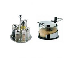 APS 40485 acciaio inossidabile-ampolla, 6 teilig, girevole & Tescoma Zuccheriera/Formaggiera da Tavola, Acciaio, Argento