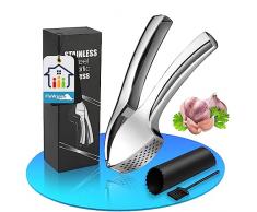 Schiaccia Aglio, FlyWave Spremiaglio Forte, Schiaccia Aglio Acciaio Inox, Spremi Aglio in Acciaio Professionale Adatto per Tagliare laglio e Cucinare in Cucina