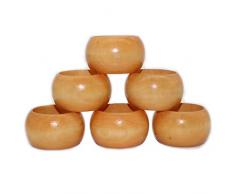 AILINDA - Portatovaglioli fatti a mano, in legno grezzo, per la decorazione della tavola 6 pezzi.