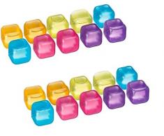 Cubetti di Ghiaccio Riutilizzabili Pack 20 Ghiacciolini Colorati per Raffreddare Bevande Drink Ice Cubes per Feste e Compleanni