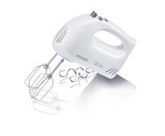 SEVERIN HM 3820 Sbattitore elettrico potente con accessori in acciaio inox 300 W, Sbattitore con cavo a spirale e 5 velocità, Sbattitore cucina con funzione turbo, Bianco